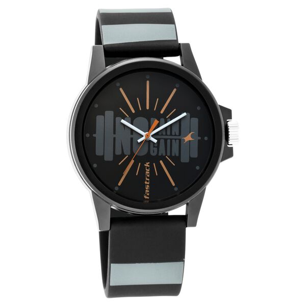 Fastrack Fastfit black dial bicolour silicone strap watch
